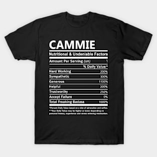 Cammie Name T Shirt - Cammie Nutritional and Undeniable Name Factors Gift Item Tee T-Shirt